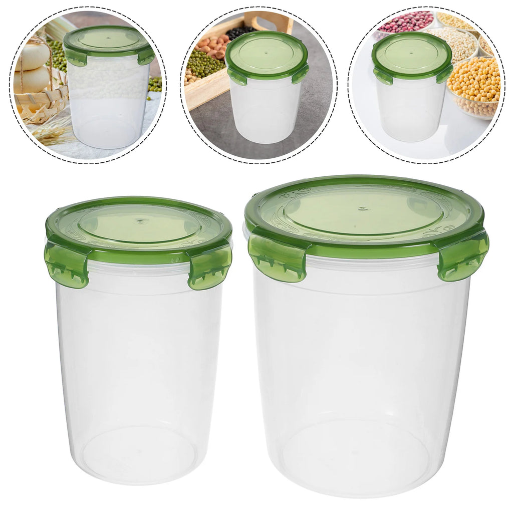 2Pcs Airtight Grain Storage Containers Plastic Sealed Jars Kitchen Food Storage Organizer Canisters Food Container