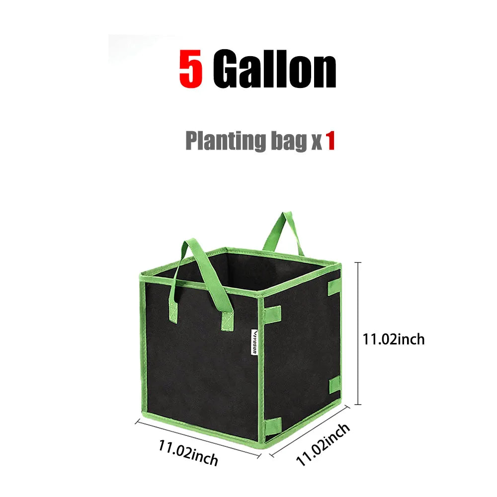 4/5/7/10 Gallon Non-woven Fabric Growing Bags Vegetable Flower Potato Pouch Root Container Garden Square Pots Planters Supplies