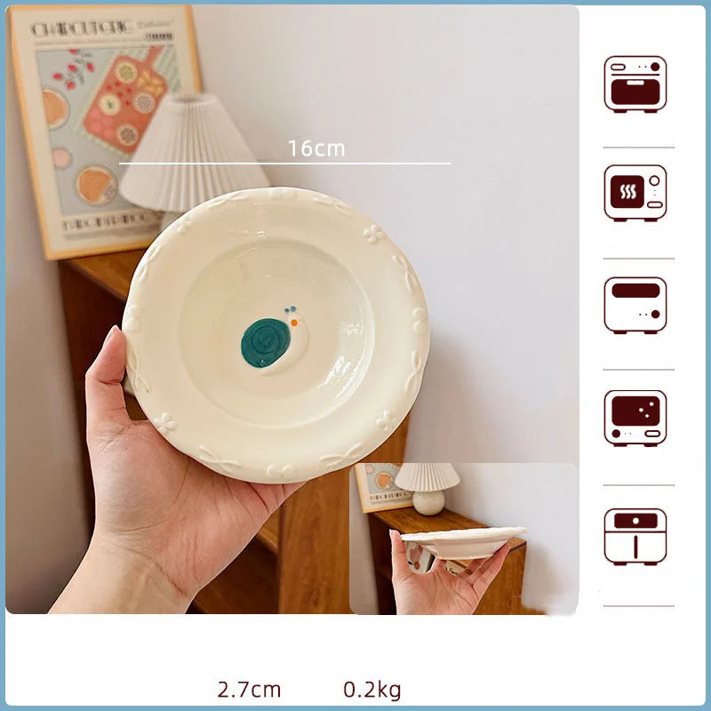 Korean Style Vegetable Plate Househole Underglaze Colored Ceramic Fruit Plate Fish Dish Vinger Dish Kitchen Tableware Set