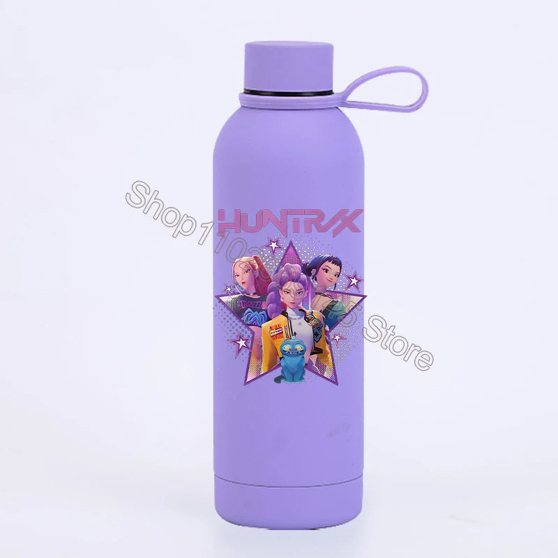 K Pop Demon Huntersd Water Bottles Kawaii Cartoon Thermos Bottle Kids Winter Outdoor Sports Water Cup Children Christmas Gifts