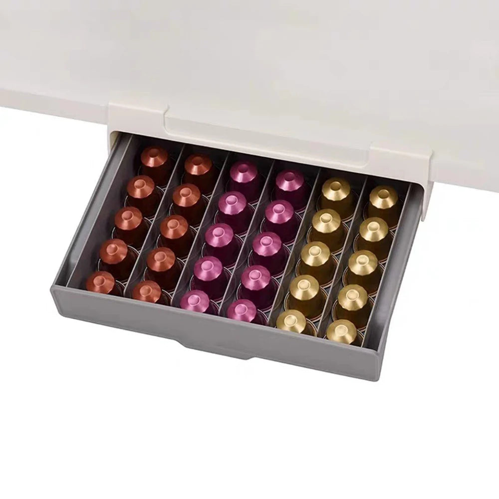 Coffee Capsule Holder Capsule Coffee Tea Bag Storage Rack Drawer Organizing Box No Punching Required Space Saving Storage Box
