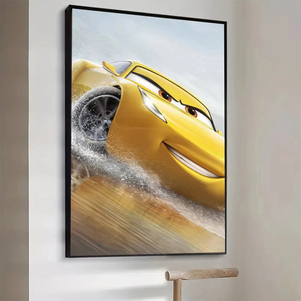 MINISO Kids Cartoon Speed Car Disney Home Living Room Bedroom Decorative Wall Art Anime Posters Mural Wall Art Canvas HD Prints