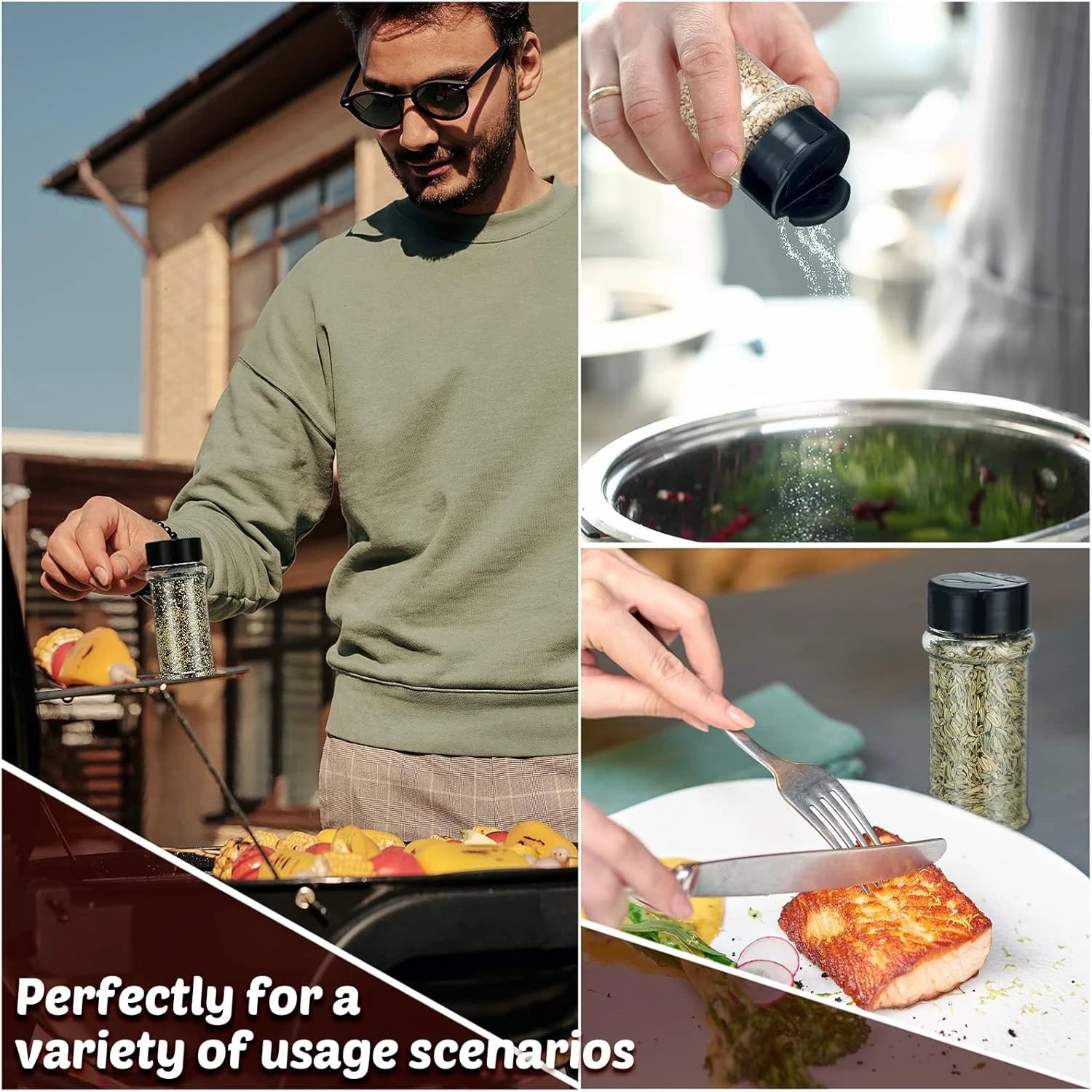 100ml plastic spice jar with shaker lid Label and pens seasoning container 3.5oz spice container with black lid seasoning jar fo