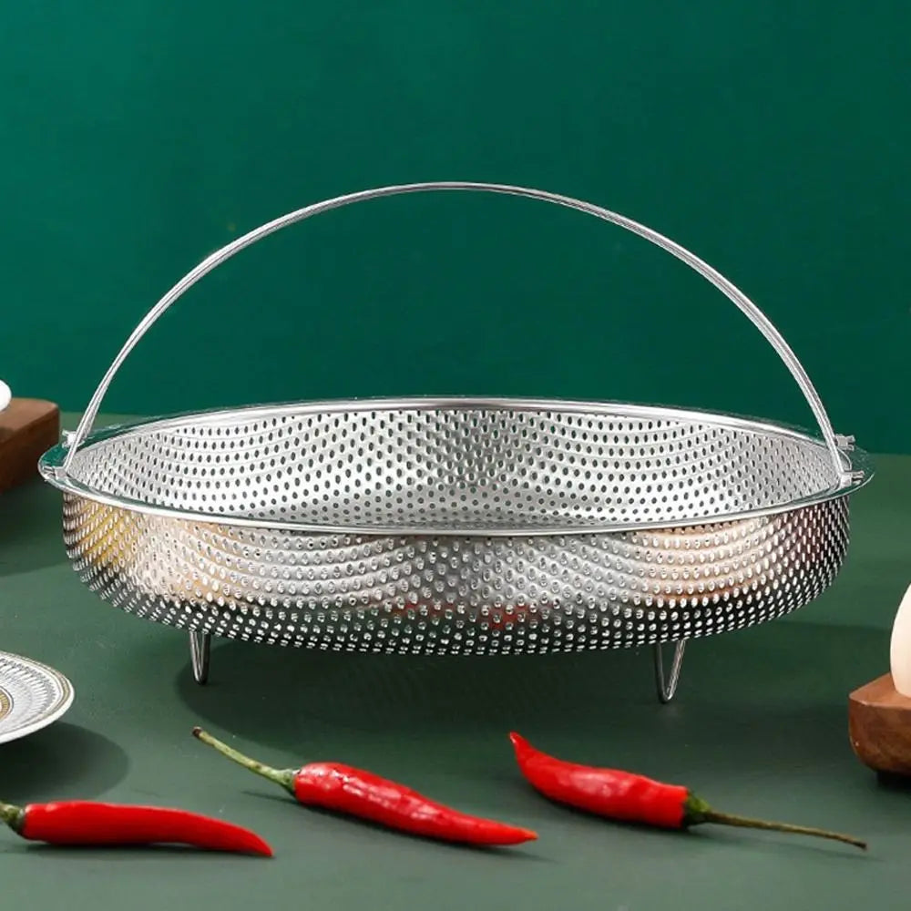 Stainless Steel Pressure Cooker Steamer Basket with Handle Food Steamer Basket Steaming Grid Drain Drainer Cooking Utensils