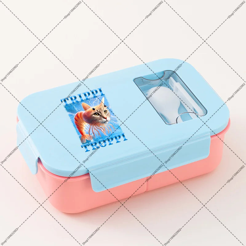 Italian Brainrot Lunchbox Cartoon Pattern Printed Bento Lunch Box Tung Tungtung Sahur Telala Funny Shark Food Storage Containers
