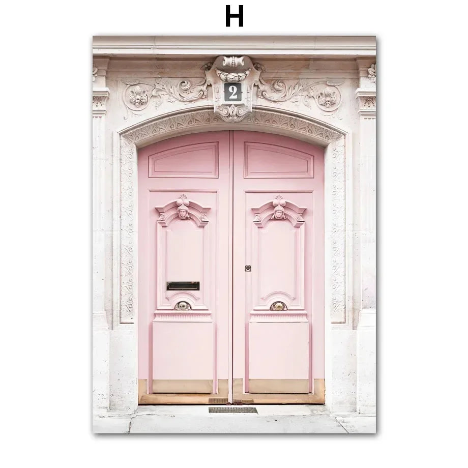 Pink Sakura Spring Paris City Landscape Rose Peony Canvas Paintings Poster Wall Art Pictures for Living Room Bedroom Home Decor