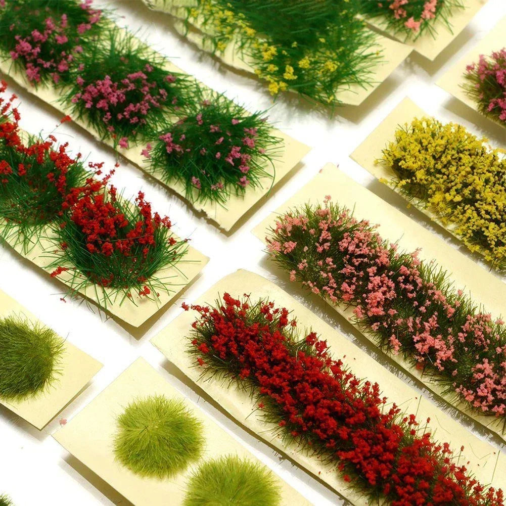 Simulation Miniature Flowers Grass Tufts Model For HO Train Railway Building Garden Scene Decoration Materials Diorama Kits