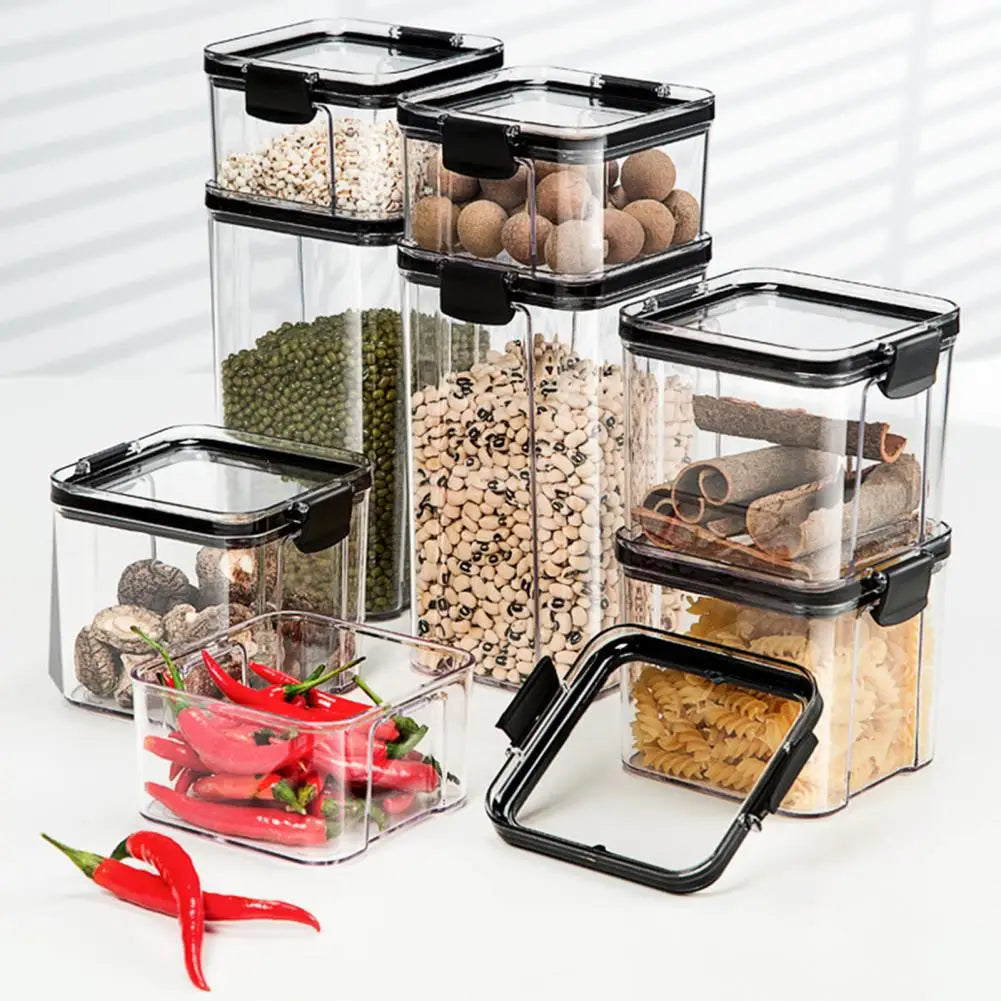 Transparent Sealed Food Storage Ja Airtight Lock Dustproof Moisture-proof Rice Cereal Milk Powder Container Tea Storage Case