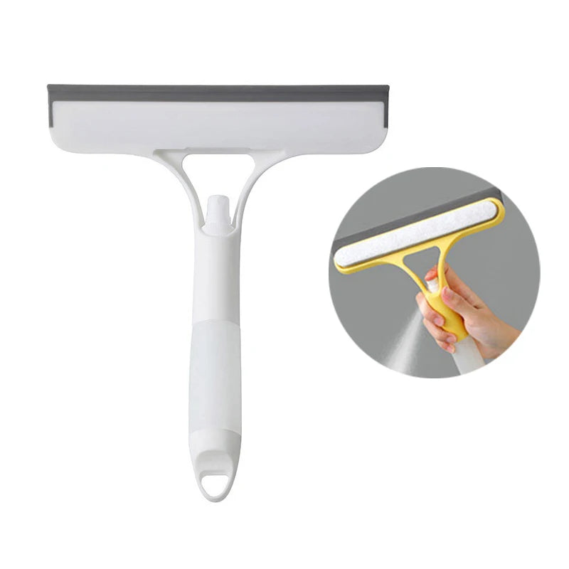 3 In 1 Window Cleaning Brush Glass Wiper For Bathroom Mirror Window With Spray Double-sided Window Cleaner Squeegee Wiper