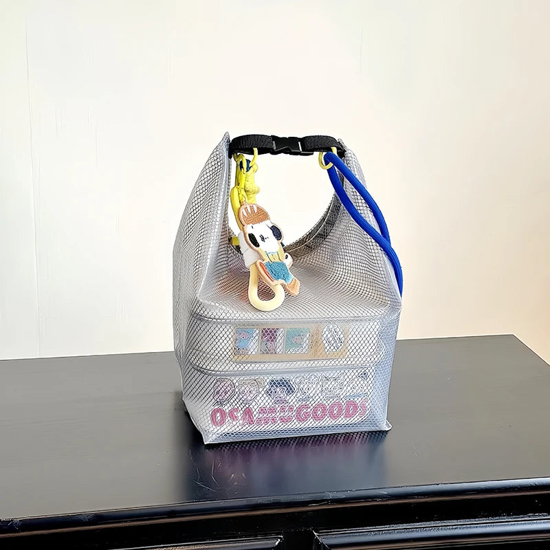 Durable Transparent Lunch Box Bag Waterproof Dirt Resistant Handheld Storage Bag Dstring Bag High Aesthetic Value