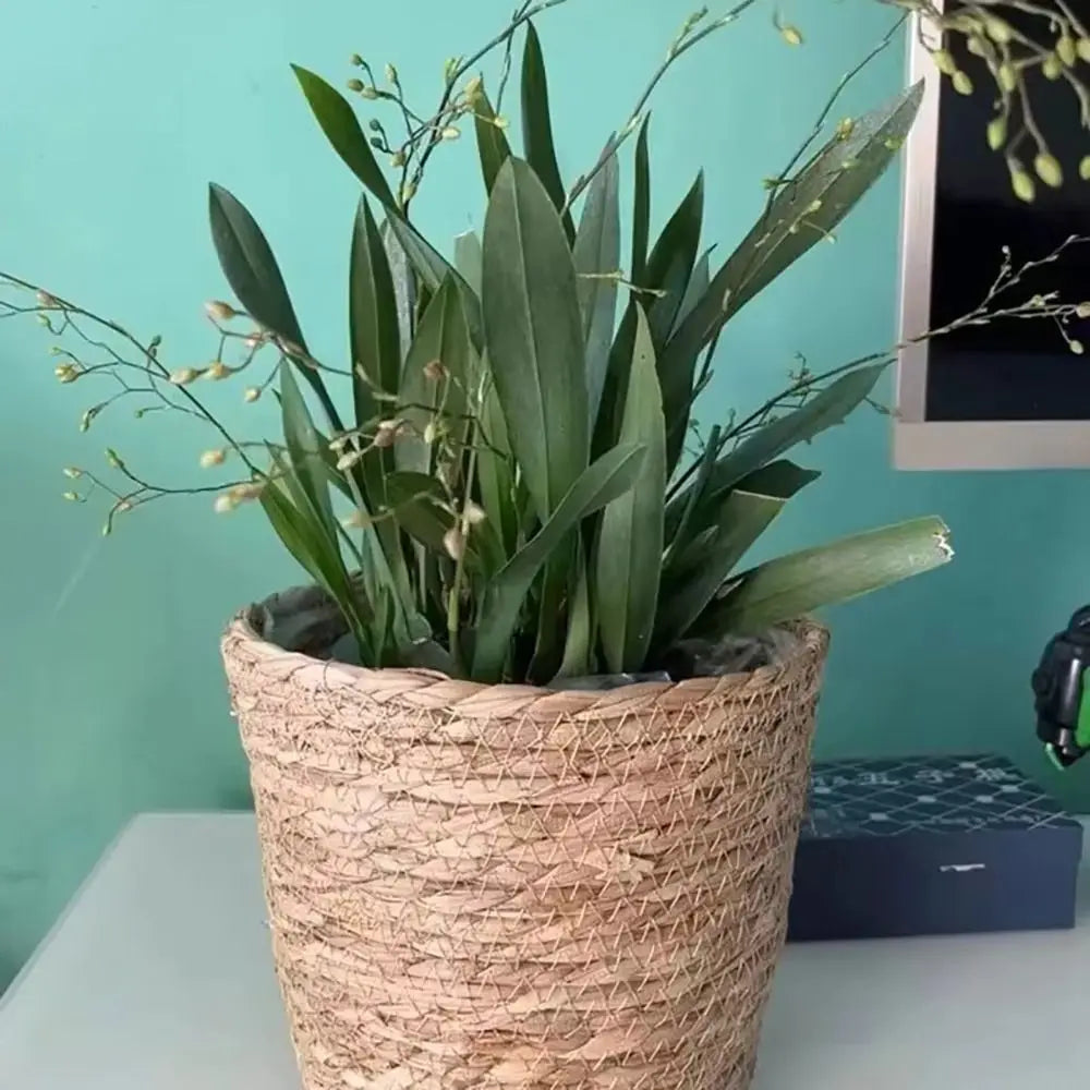 1Pcs For Garden Terraces Flower Pot Basket Rattan Straw Planter Basket Grass Woven Flowerpot Furniture Decoration Mini/S/M/L