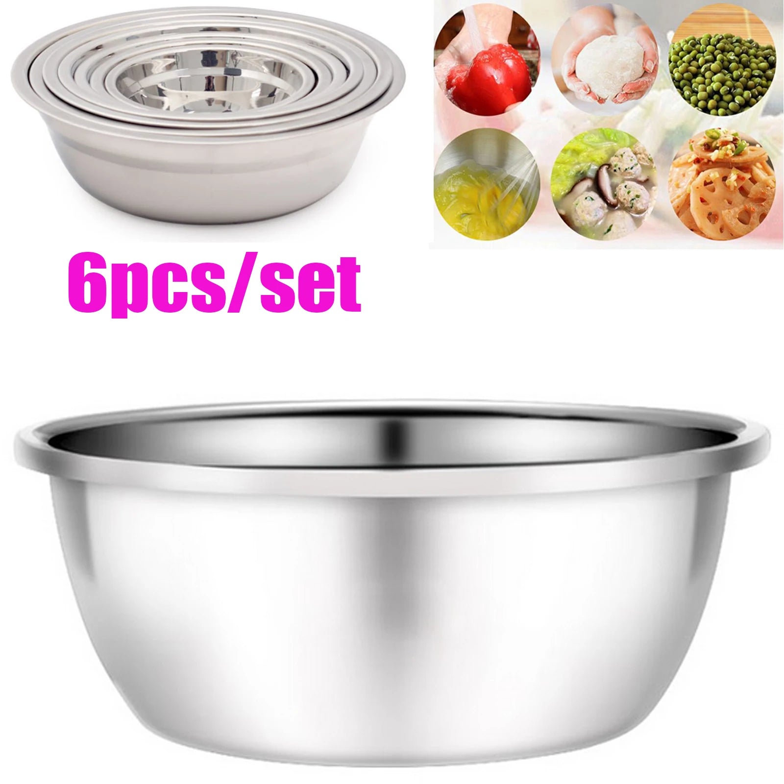 Stainless Steel Mixing Bowl Set 14Cm Large Capacity Rustproof Kitchen Food Container For Baking Soup Egg Whisking