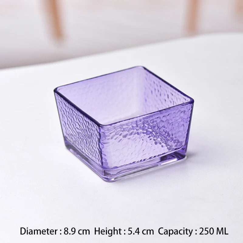 Glass Ice Cream Dessert Bowl Japanese Style Hammer Patterned Household Candy Snack Bowls High Quality Living Room Tableware
