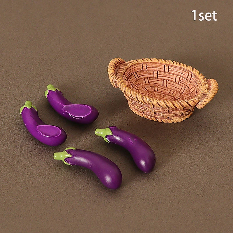 1/12 Dollhouse Simulation Vegetable Basket Set Dollhouse Vegetables Decoration Dolls House Miniature Kitchen Play Toys