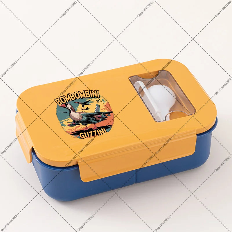 Italian Brainrot Lunchbox Cartoon Pattern Printed Bento Lunch Box Tung Tungtung Sahur Telala Funny Shark Food Storage Containers