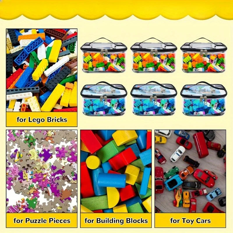 Building Block Storage Box Large Capacity Toy Organizer Container with Lid Stackable Space Saving Home Closet Playroom Storage