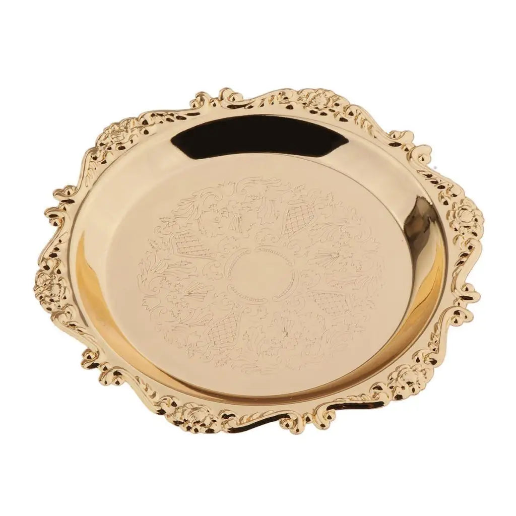 Metal Golden Fruits Holder Tray Serveware Home Gathering Dinner