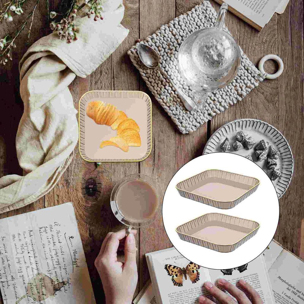 2 Pcs PET Material Fruit Snack Tray Elegant Serving Platters Dessert Container Party Candy Holder Thick Texture Smooth