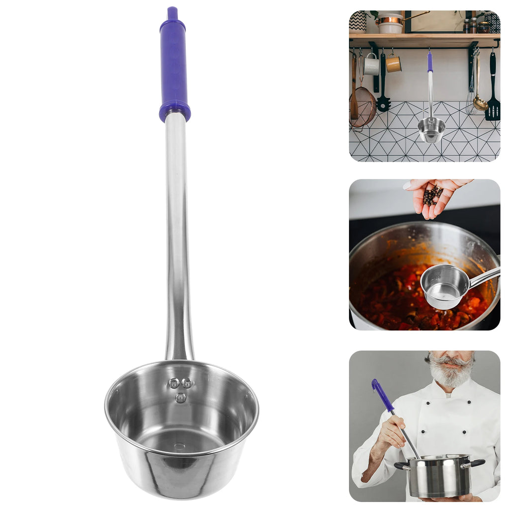 Extended Water Spoon Stainless Steel Ladle Deep Long Handle Soup Ladle With Hook Hanging Design Wear Resistant Metal Water