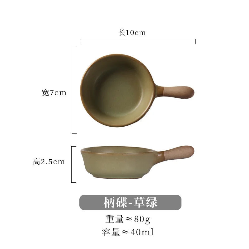 Anti-scald Ceramics Handle Sauce Dish Cute Tableware Soy Vinegar Seasoning Spice Dispenser Cooking Source Container Kitchenware