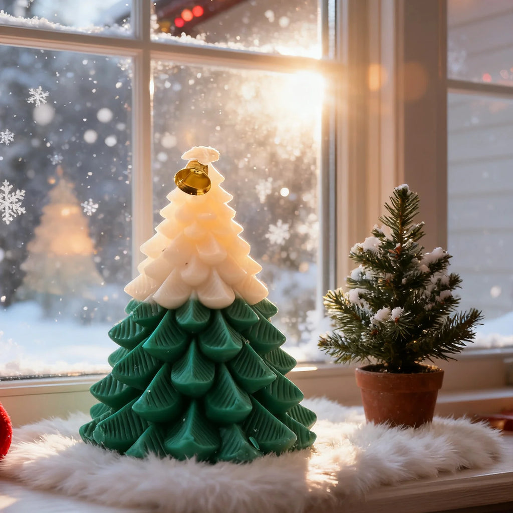 Christmas Candles Tree Shaped Long Lasting Burn Time Decor Winter Candle For Christmas Halloween Party Birthday Holiday Wedding