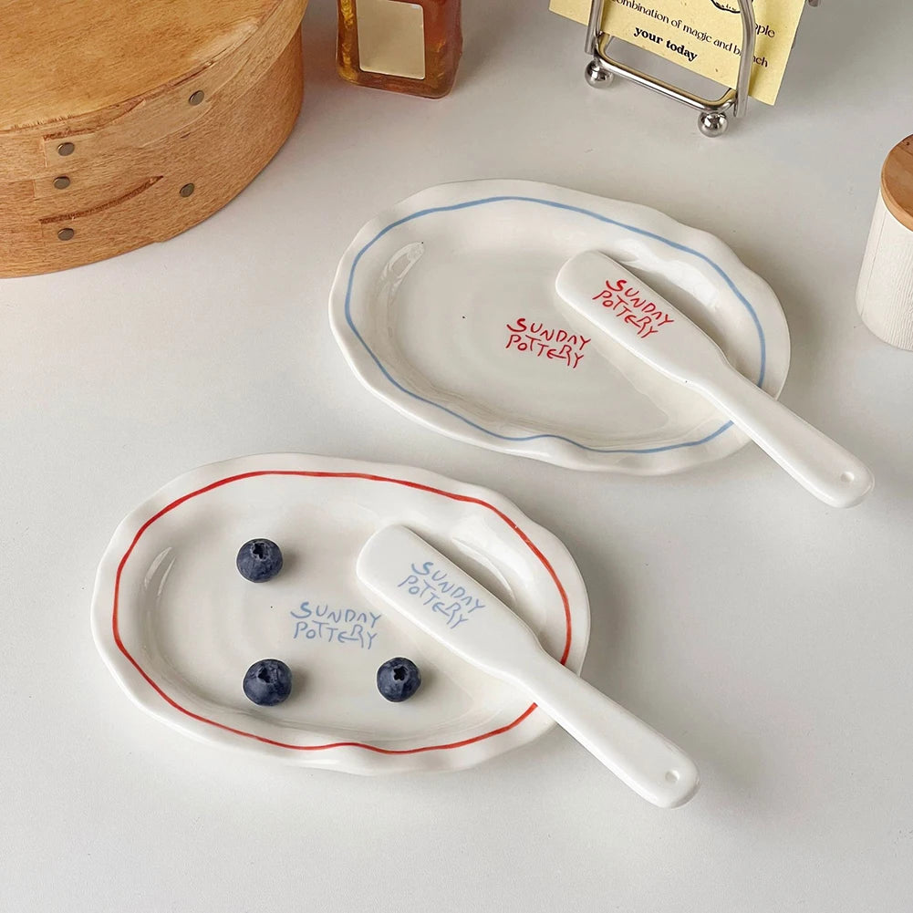 Simple Solid Color Tableware Ceramic Pasta Steak Plate Dinner Plate Creative Kitchen Irregular Shape Serving Tray Cooking Dishes