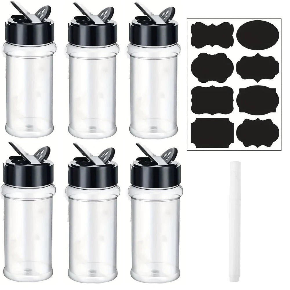 100ml plastic spice jar with shaker lid Label and pens seasoning container 3.5oz spice container with black lid seasoning jar fo