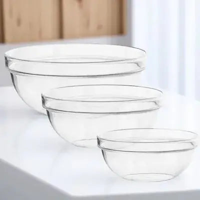 3Pcs Fruit Salad Bowl Clear Pet Material Multi-Functional Home Restaurant Party Decorative Storage Container
