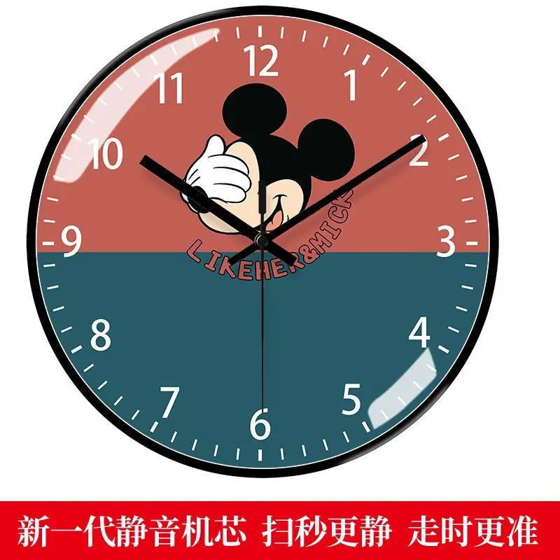 Living room wall clock creative Mickey and Minnie cartoon kawaii children's bedroom wall clock cartoon silent quartz clock