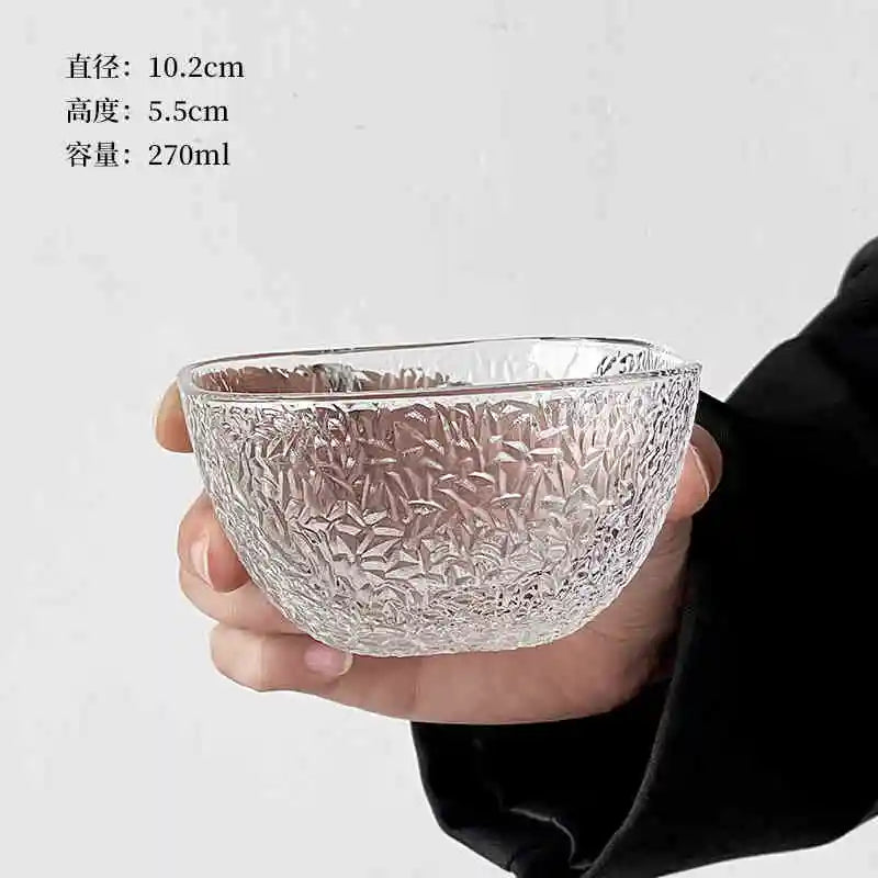 Transparent Glass Bowl Household Square Dessert Bowls Small Fruit Salad Bowl Tableware Breakfast Bowl 10.2cm