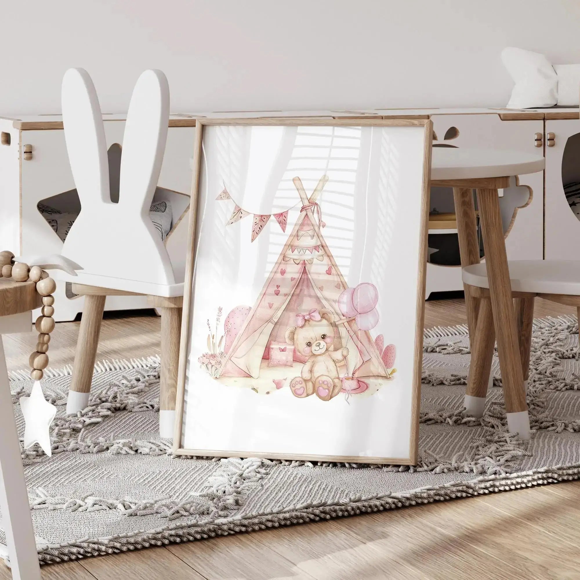 Pink Dream Bear Carousel Tent Swing Wall Art Prints Canvas Painting Poster Picture For Living Bedroom Kids Room Home Decor