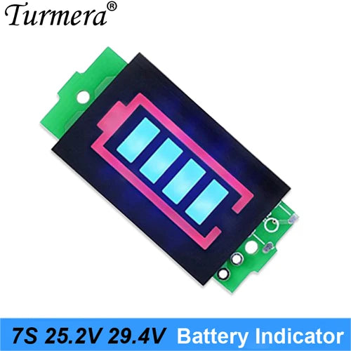 Turmera Battery Indicator LED Display 1S 4.2V 2S 8.4V 3S 10.8V 4S 14.4V 5S 18V 6S 25V 12V 24V 36V 48V for Screwdriver Drills Use