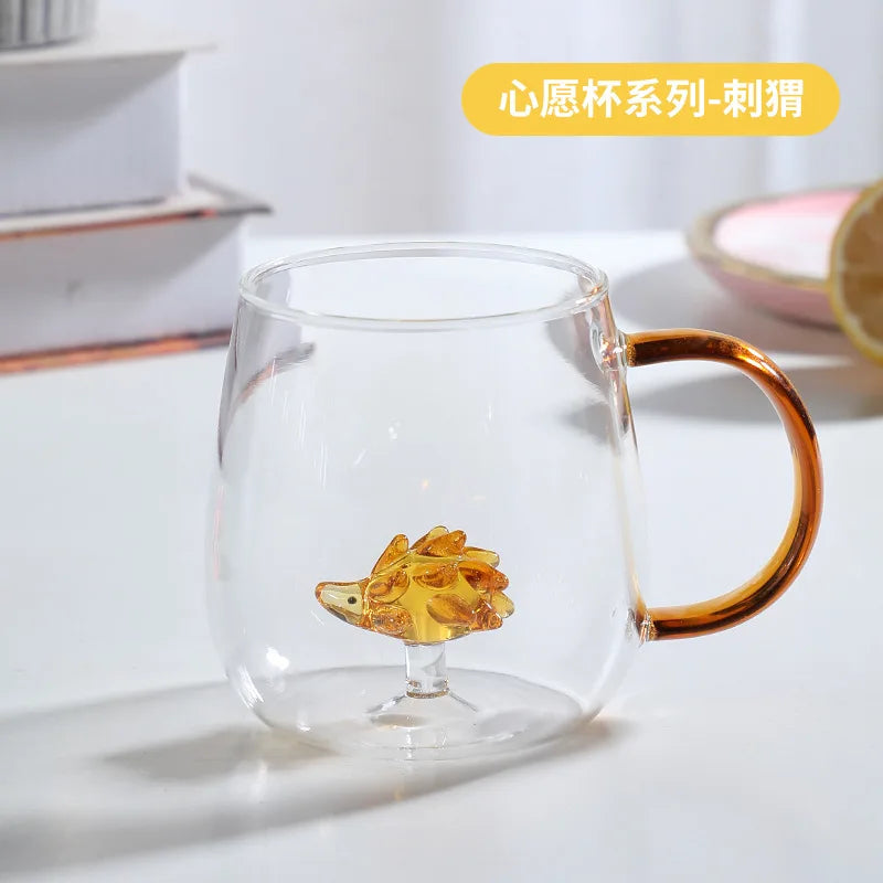 3D Cartoon Animal Shape Glass Cup for Home, Cute Water and Coffee, Single Layer Cup with Guests, Juice and Cold Drink