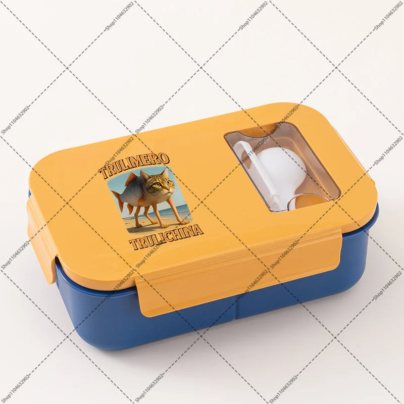 Italian Brainrot Lunchbox Cartoon Pattern Printed Bento Lunch Box Tung Tungtung Sahur Telala Funny Shark Food Storage Containers