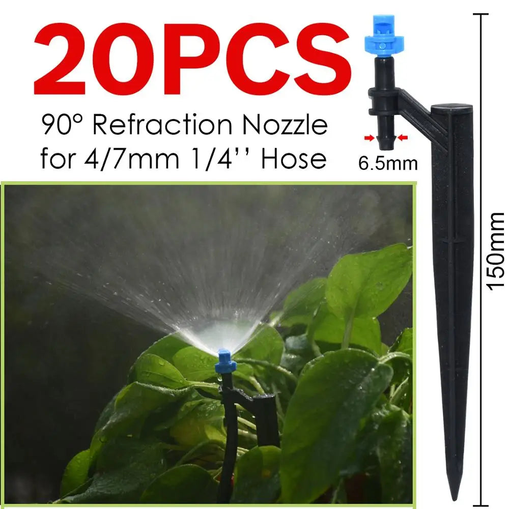 KESLA 20PCS 90/180/360 Degree Misting Nozzle 13cm Stake 1/4'' Barb Garden Irrigation Sprinkler Drip Irrigation Agriculture Farm
