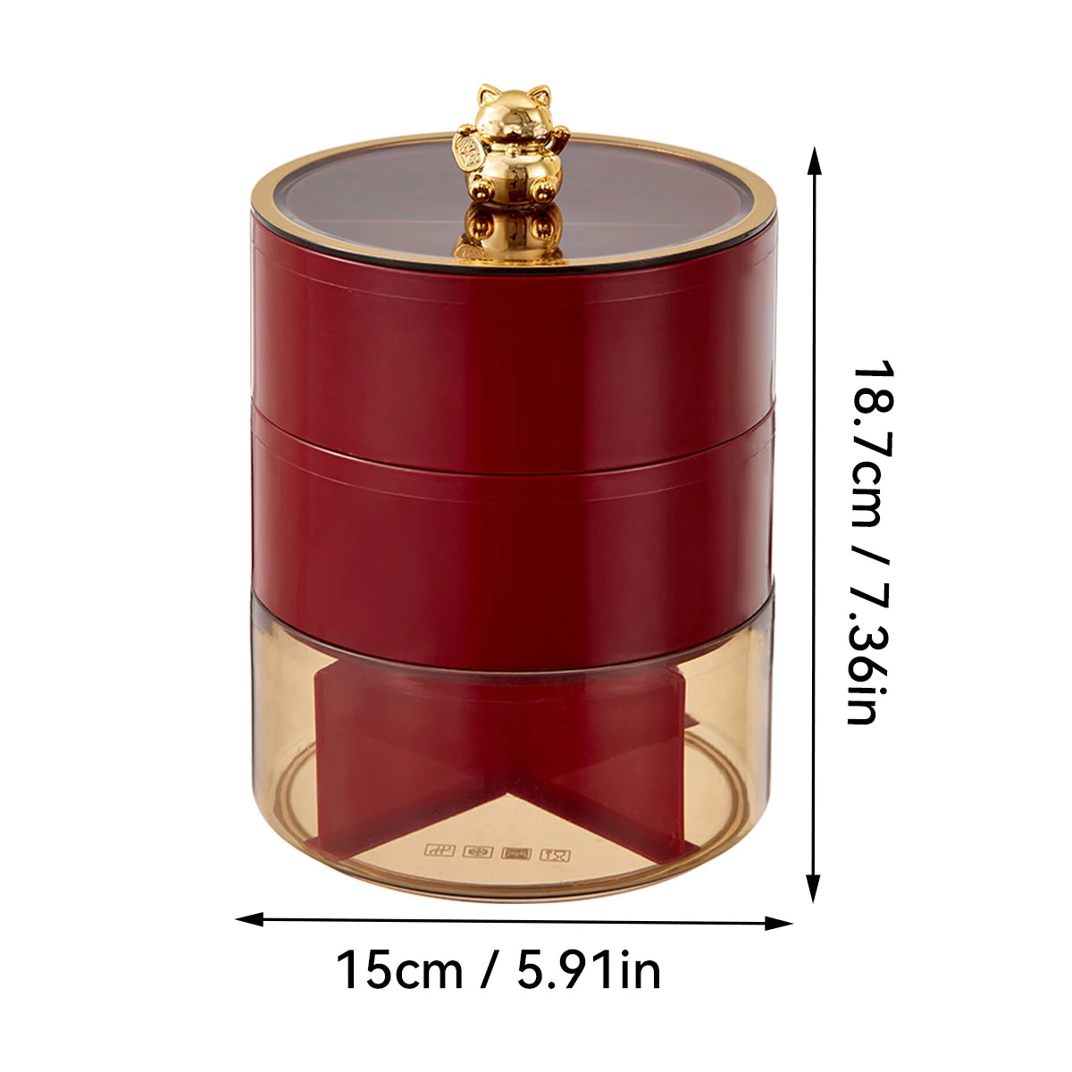 WORTHBUY Round Plastic Food Serving Tray With Lid 1/2/3 Layer Snack Fruit Tray Divided Dried Fruit Candy Storage Box For Kitchen