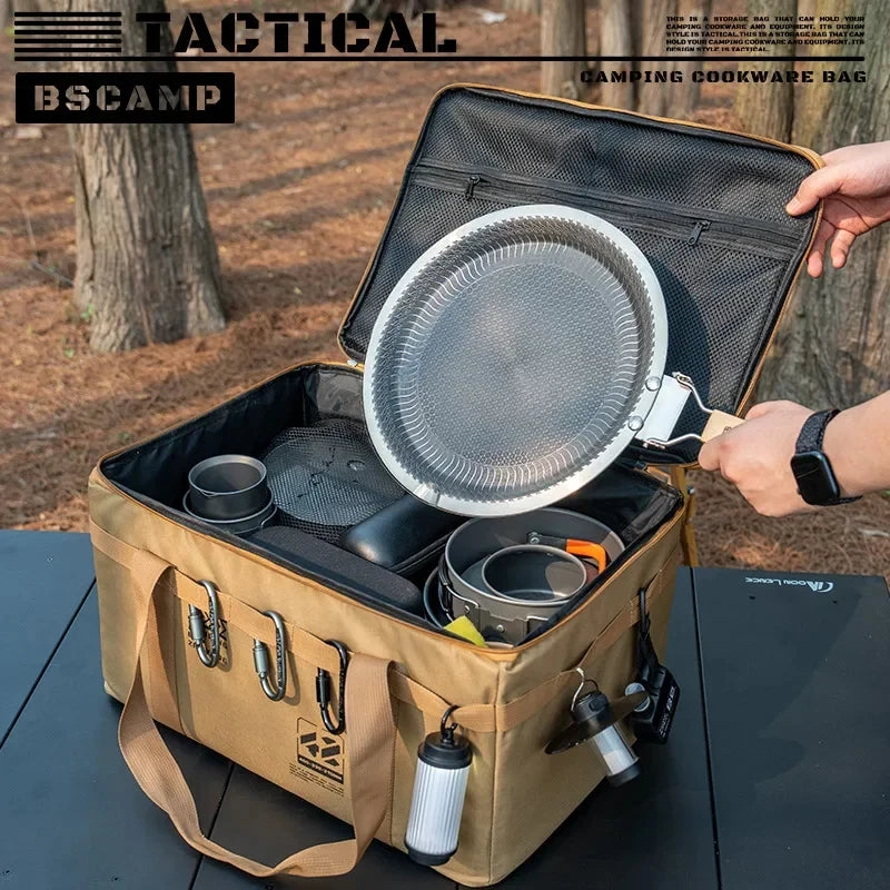 42L Tactical Camping Storage Bag Insulated Folding Box Waterproof Picnic Tableware Field Equipment Outdoor Gear Organizer
