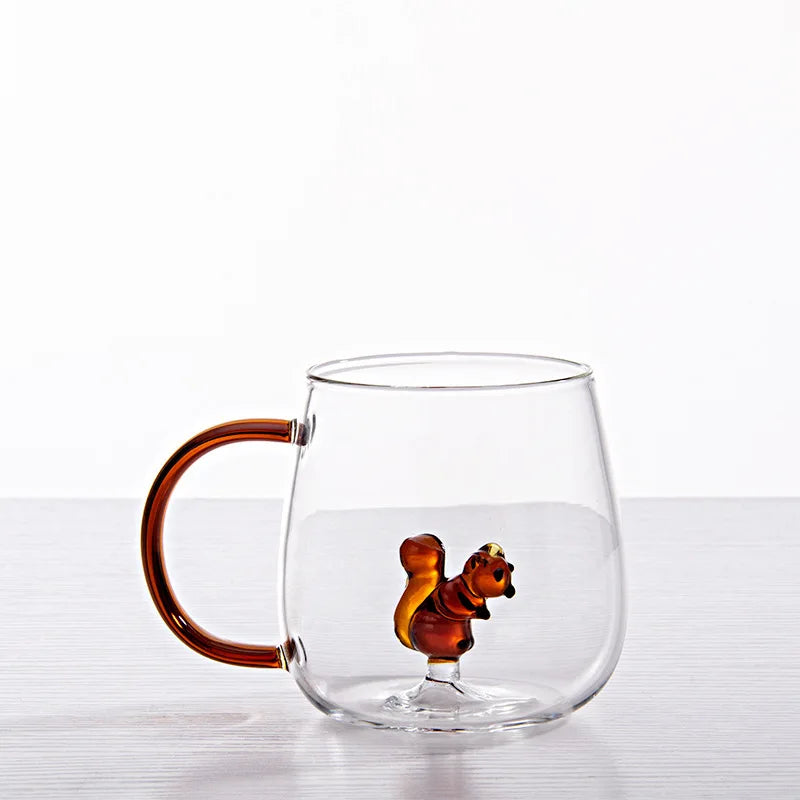 3D Cartoon Animal Shape Glass Cup for Home, Cute Water and Coffee, Single Layer Cup with Guests, Juice and Cold Drink