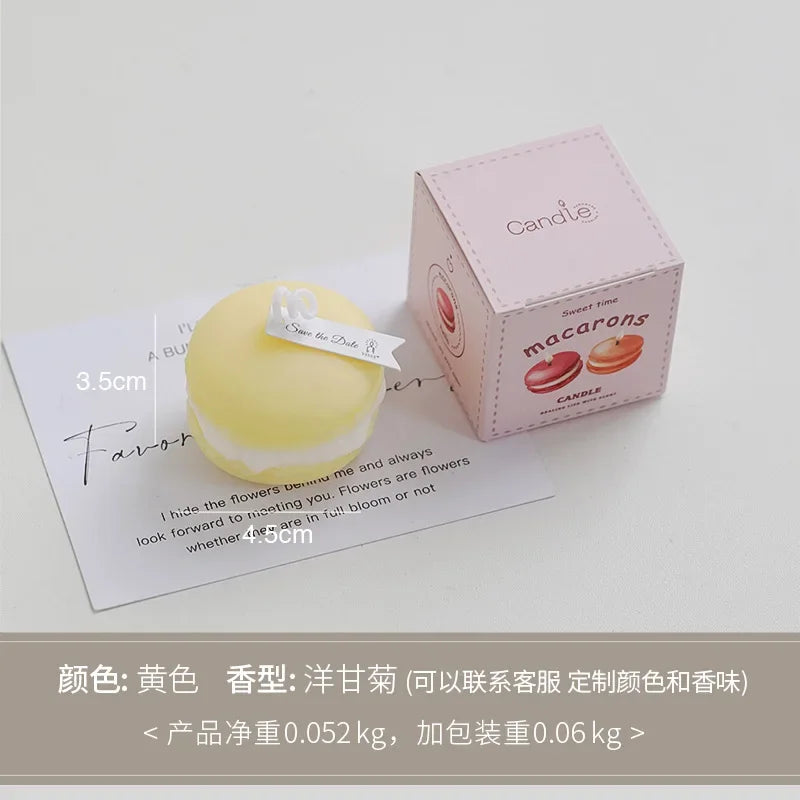 Macaron Aromatherapy Candle Lavender Peach Chamomile Cake Modelling Dessert Candles Home Decoration Gift for Party Wedding