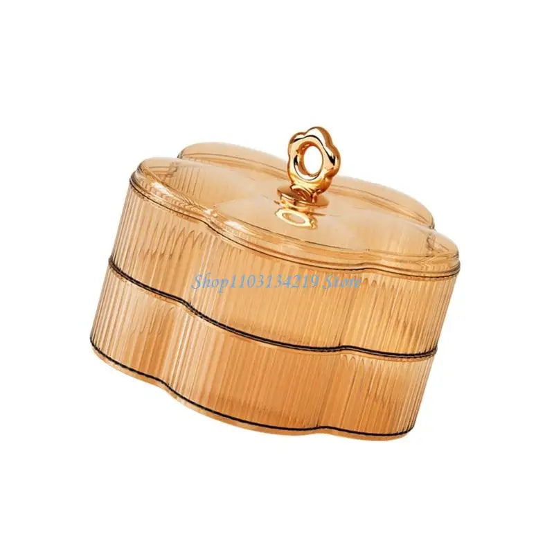 N5KC 2 Tiers Floral Snacks Tray Plastic Serving Dish For Candy Fruits Nut Home Kitchen Decoration Durable Storage Container