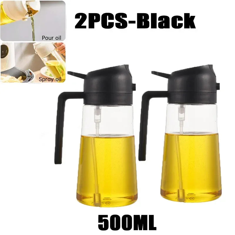 2in1 Oils Sprayer Olive Oil Spray Plastic Bottle Vinegar Dispenser Kitchen Oil Diffuser Accessories Camping Baking Pic