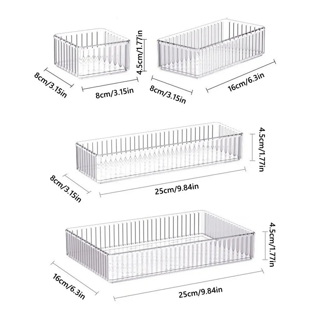 High Quality S/M/L/XL Desk Drawer Organizers Rectangle Transparent Storage Box Plastic Unlimited Makeup Organizer Home Office