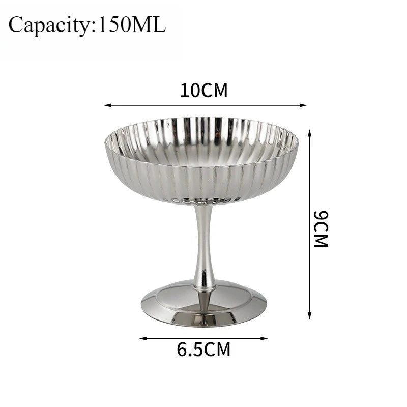 Ice Cream Cup Stainless Steel 304 Serving Dessert Bowl Cups Sauce Bowls Mini Round Footed Yogurt Snack Candy Cup for Salad Fruit