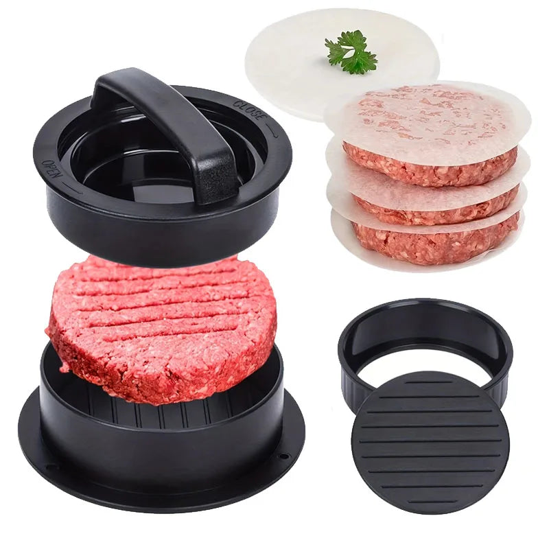 Versatile Manual Meat Press,Hamburger Patty Maker with 100P Burger Paper for BBQ Non-Stick Sliders for Perfect Homemade Burgers