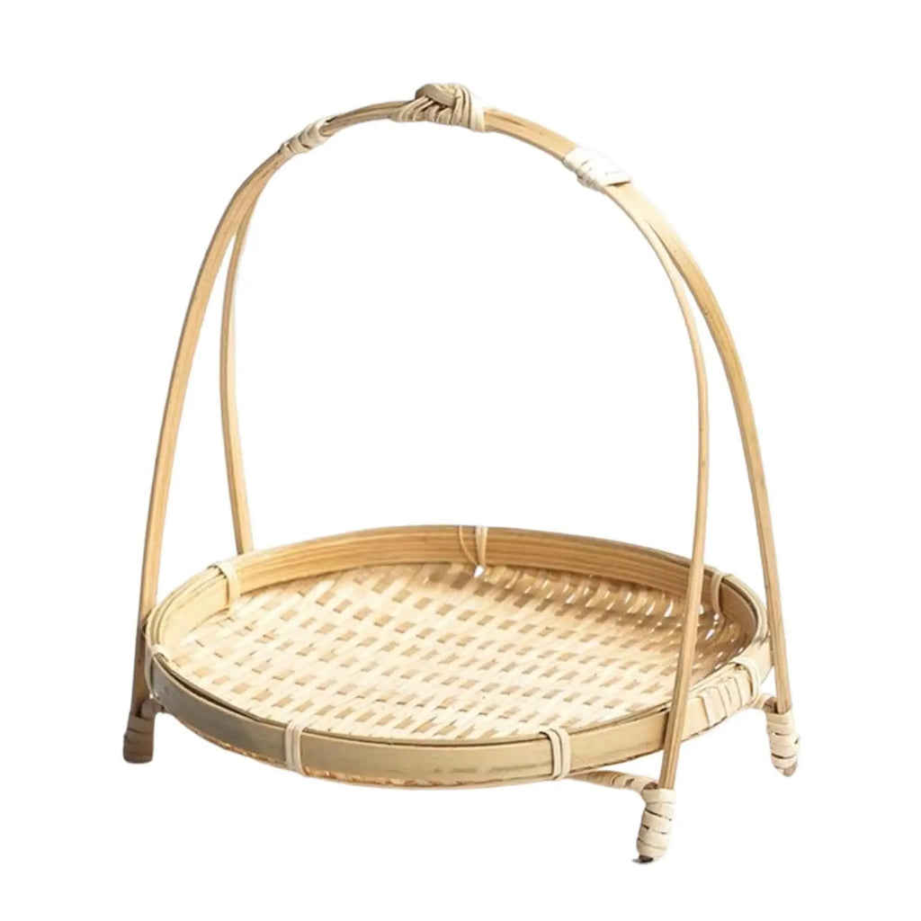 Handwoven Fruit Basket Rattan Serving Trays Decorative Meal Basket Food Storage Holder for Picnics Kitchen Camping Table Cafe