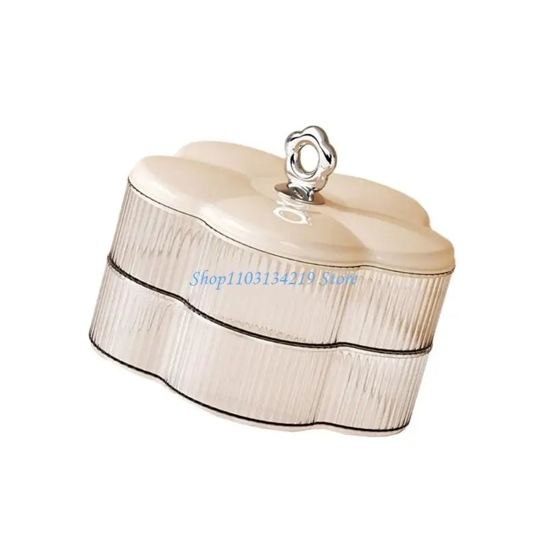 N5KC 2 Tiers Floral Snacks Tray Plastic Serving Dish For Candy Fruits Nut Home Kitchen Decoration Durable Storage Container