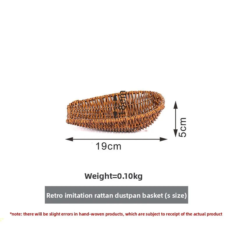Imitation Rattan Woven  Dustpan Rectangular Vegetable and Fruit Storage Basket Supermarket Stationery Display  Merchandise