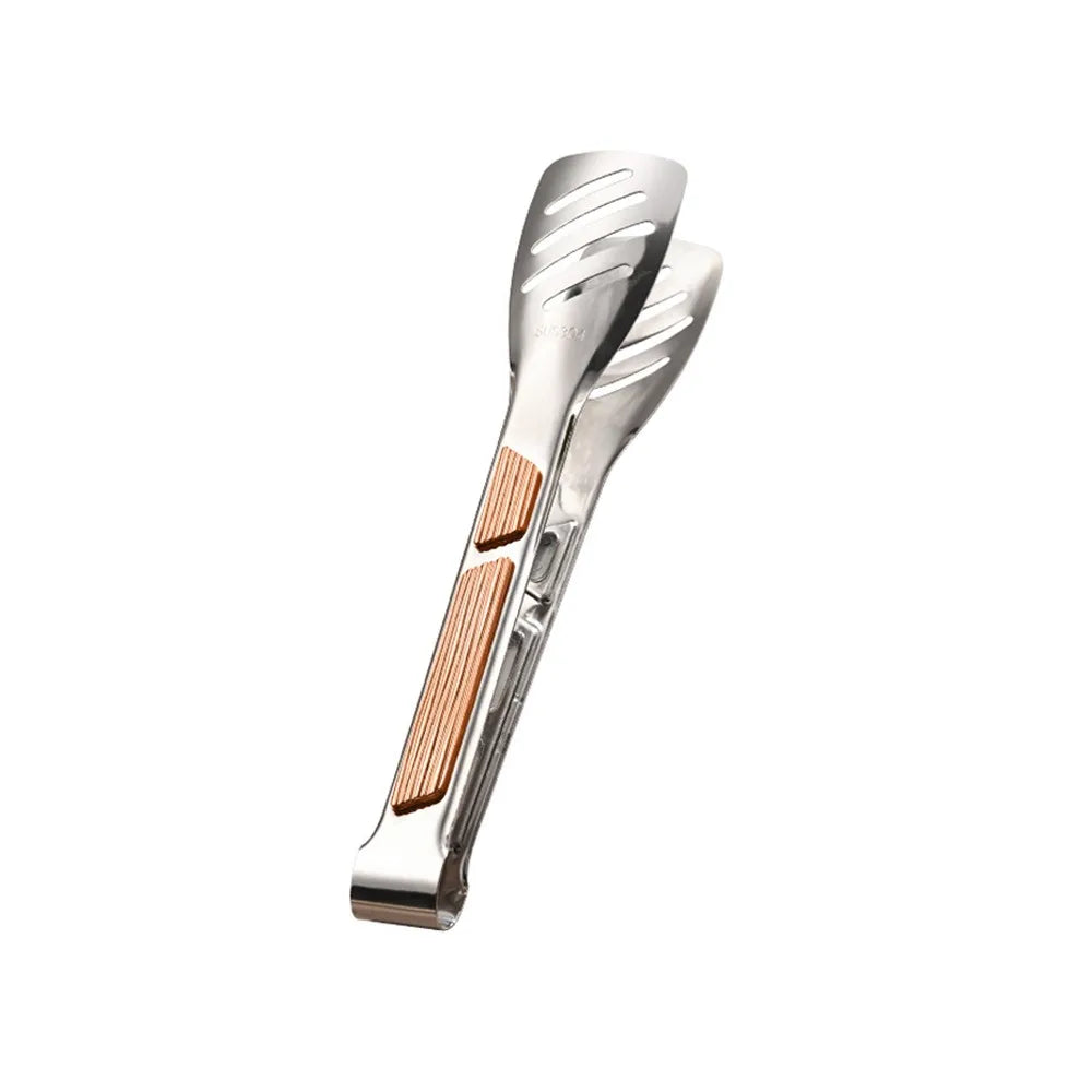 Kitchen Gadgets 304 Stainless Steel BBQ Tongs 8-12inch Long Handle Food Tongs Non-Slip Cooking Tools