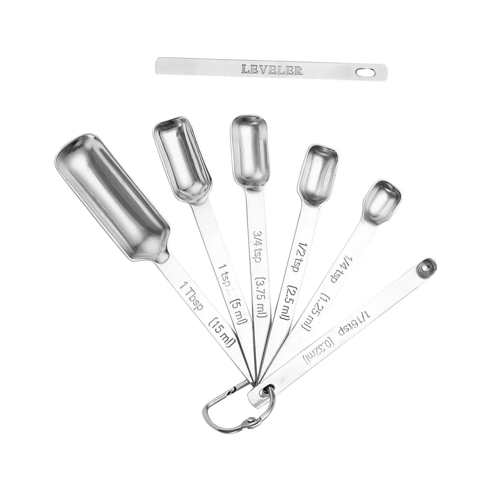 7Pcs Stainless Steel Measuring Spoon Set Professional Kitchen Baking Tools Multi Functional Measuring Cups for Coffee Flour Milk