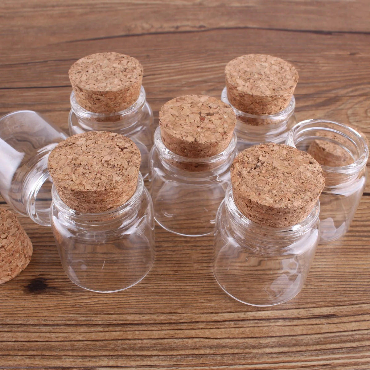 2pcs 50ml 47*50mm Transparent Glass Bottles with Cork Lids Spice Jars Pill Container Glass Storage Vessels for Wedding Favor